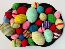 VINTAGE Lot CROCHET EGGS Decorative Handmade Pink Red Green COLORFUL Large Small