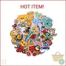 Harsgs 60pcs Random Assorted Styles Embroidered Patches, Bright Vivid Colors, Se