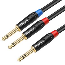 1/4 inch TRS Stereo Y-Splitter Insert Cable, 1/4 Inch Male Jack to Dual 1/4in...