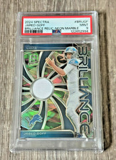 2024 Spectra Jared Goff Brilliance Relic-Neon Marble PSA 9 4/4 Detroit Lions