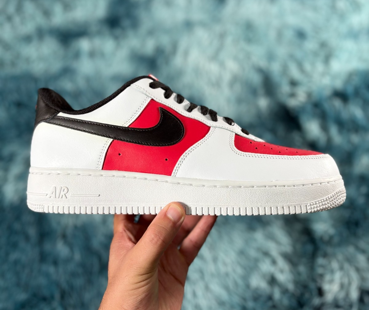 Nike By You Air Force 1 Low Red Black AQ3774-991 Custom Sneakers Size US 11