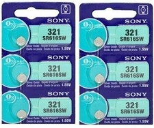 6 SONY 321 SR616SW WATCH SILVER OXIDE BATTERIES