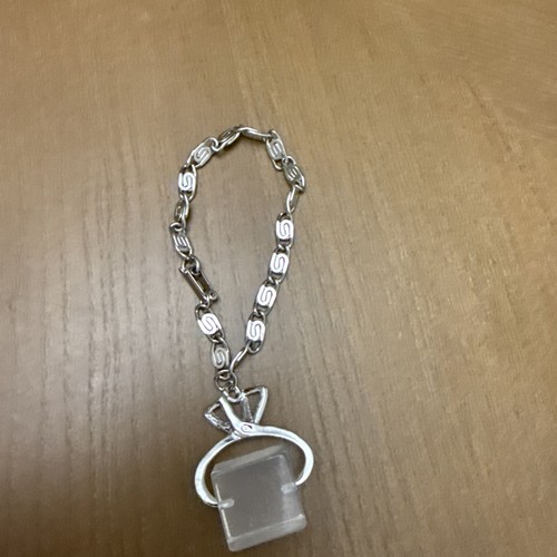 Vintage 1950’s Silver Charm Bracelet With Lucite Ice Cube Held Unbranded