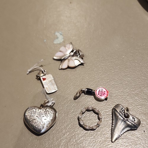 925 Hallmarked Sterling Silver 6pc Mixed Lot Pendant Charm Ring Enamel Womens