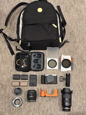 Sony Alpha a7C II Mirrorless Camera Body Kit Silver/Black w/ Lenses Bag
