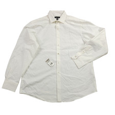 Alfani Men Shirt 16"-16.5" NECK 34"-35" SLEEVE White Travel Ready Button Down