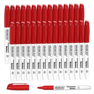 Shuttle Art Permanent Markers, 30 Pack Red 1 Count (Pack of 30), 