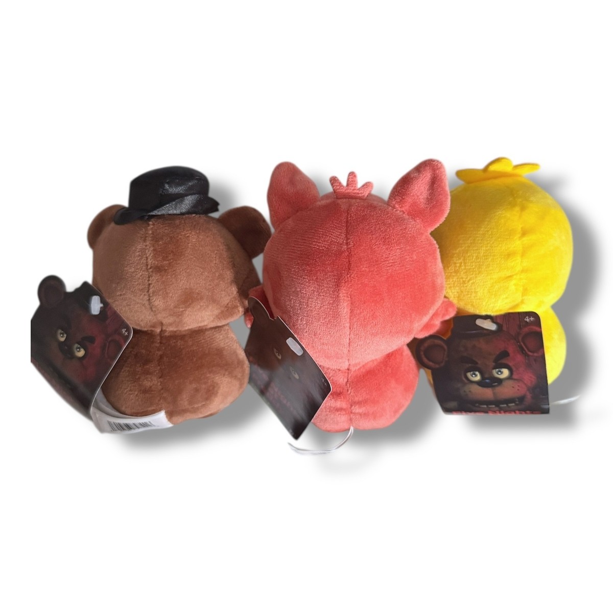 FNAF 4” Plush Set of 3 Freddy Chica & Foxy GITD Eyes Jazwares w
