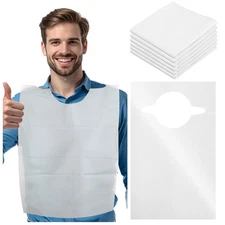 200 Pack Disposable Bibs for Adults & Elderly - 14x24 Inch Waterproof & Oil-P...