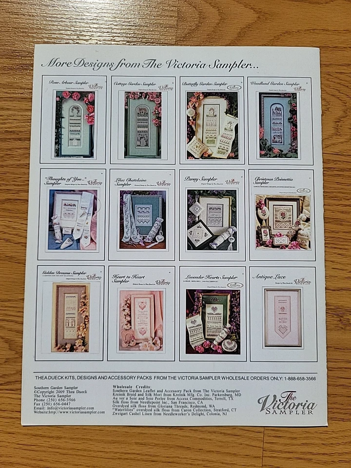The Victoria Sampler Southern Garden #104 Cross Stitch CHART ONLY Thea Dueck - Image 2 of 3
