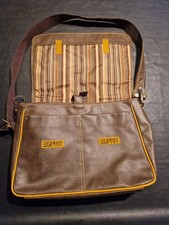 Esprit borsa messenger marrone e gialla fodera a righe tracolla tasche interne
