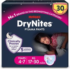 HUGGIES DryNites Pyjama Pants for Girls 4-7 Years, 30 Pack, Bedwetting Protectio 0.46 per nappy