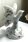 FENTON butterfly on branch white milk glass Violets in the Snow H.P. by Sponsler