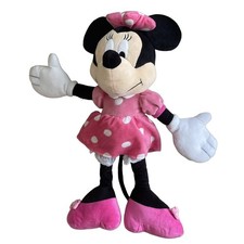 Minnie Mouse Pink Dress White Polka Dot Plush Doll Stitched Eyes 20  