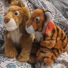  KEEL TOYS  LARGE LION + TIGER  CUDDLY TOY TEDDY PLUSH VGC
