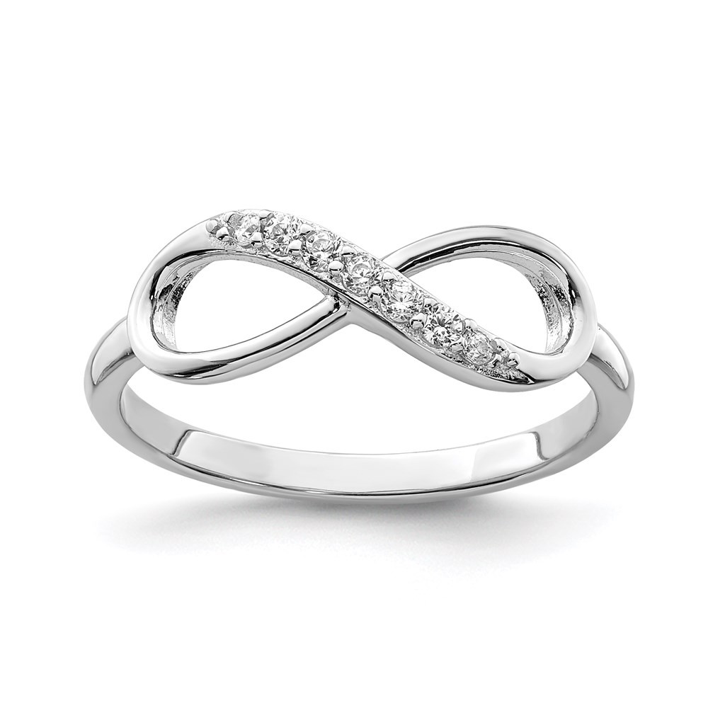 Sterling Silver Rhodium-plated Cubic Zirconia Infinity Ring Size 5