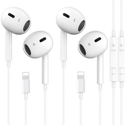2x Audífonos Con Cables Auriculares Blancos Para iPhone 14 13 12 11 XR Pro Max