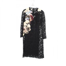 Valentino long-sleeved Dress P49203433 cotton Black Flower Used Women #40
