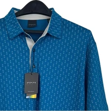 NEW Dunning Golf Performance Polo Shirt Mens Large Laguna Coolmax Wicking Blue