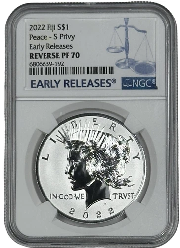 2022 S Privy Fiji Silver 1 oz Peace Dollar $1 NGC Reverse PF 70 Early Releases