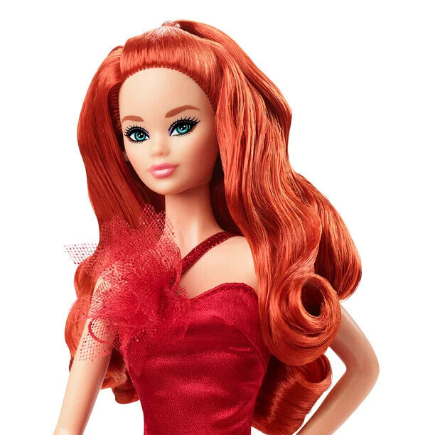 Mattel 2022 Holiday Barbie Walmart Excl. Redhead In-Hand RTS NRFB/Shipper/Tissue