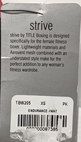 NWT Strive Title Boxing Aspire TB Endurance Pant Extra Small XS TBW205 women's - Picture 10 of 11