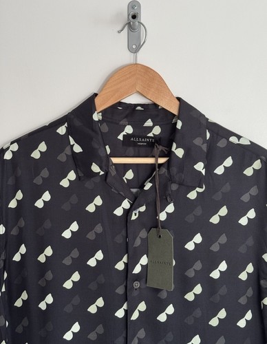 Allsaints “Corey” Camisa Manga Corta Negro Gafas de Sol Negro Mediano ***NUEVO *** - Imagen 2 de 11