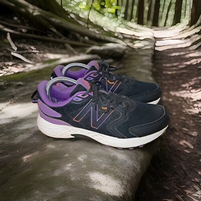 New Balance Womens Size D 410 V7 Trail Running Shoes Black/Purple  WT410CK7