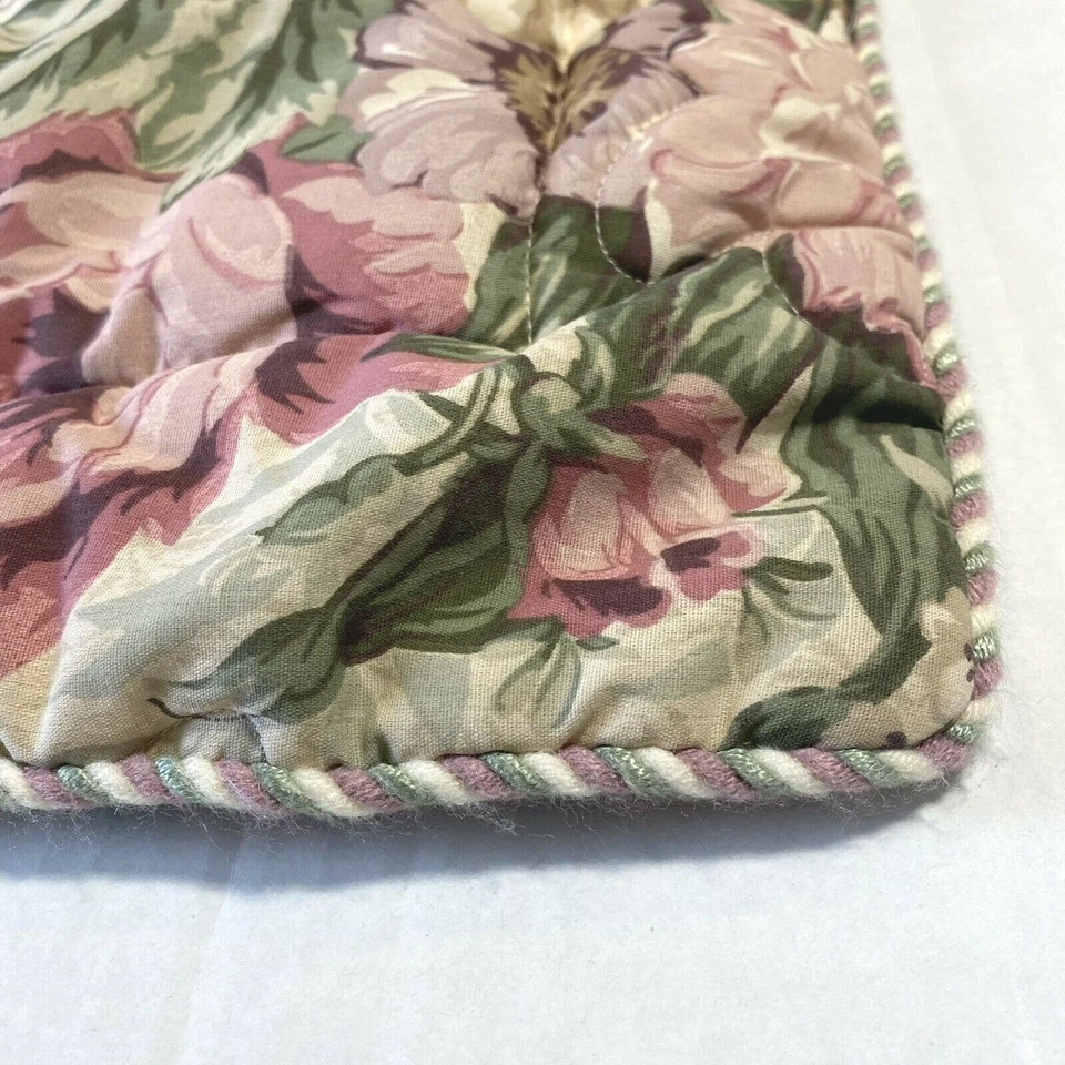 JC Penney Vintage King Shams Fundas de Almohada Rosa Beige Floral Acolchado Par Retirado Foto 2 de 4