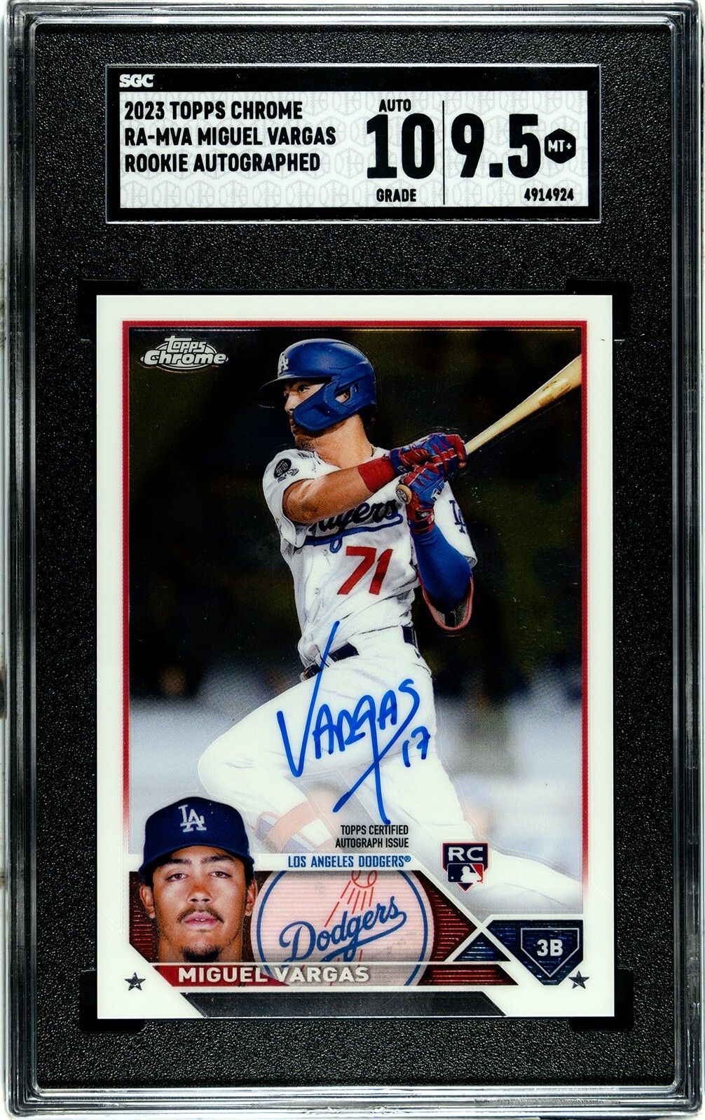 Miguel Vargas 2023 Topps Chrome Rookie Auto SGC 10/9.5 Dodgers RC Autograph
