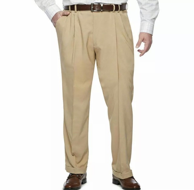 Big Mens Van Heusen 42x36 Double Pleat Traveler Dress Pants Cedarwood