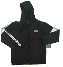 Ecko Unlimited Full Zip Boys Hooded Lightweight Mesh Lined Black Jacket Size 10