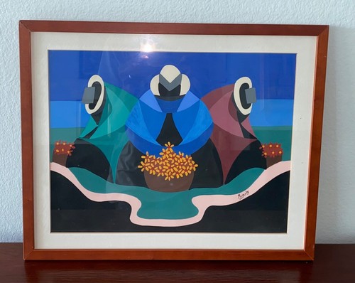 VINTAGE LATIN AMERICAN WATERCOLOR / GOUACHE SIGNED FRAMED UNDER GLASS - Picture 5 of 5
