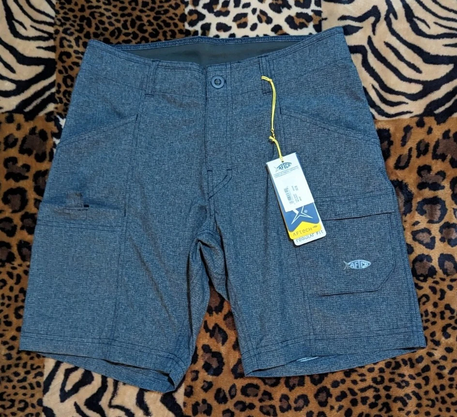$62 new AFTCO FISHING SHORTS Stealth ? AFTECH Regular Fit Blue Mens 28 #951