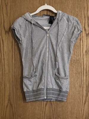 DKNY Active Short Sleeve Jacket - Gray - XS - Vintage