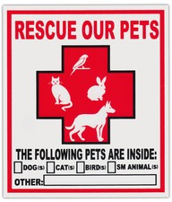 2-Pack Pet Rescue Window Stickers Decals  Alert To Fire Department Dogs Cats