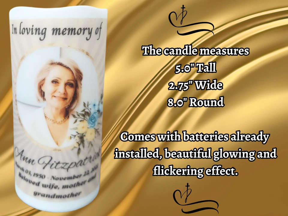 Celebration of Life Candle Memorial LED Candle Customized Sympathy Candle - Image 2 of 4