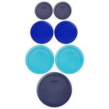 Pyrex 7202-PC 7200-PC 7201-PC 7402-PC Multicolor Blue 7 Piece Plastic Lids