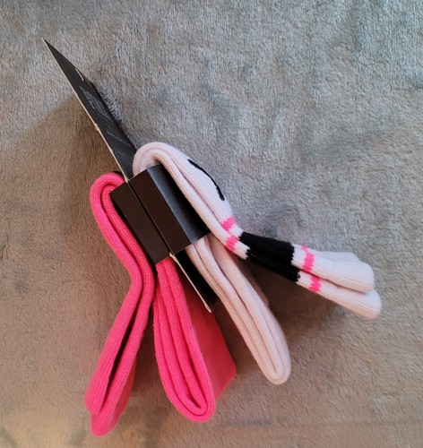 Victoria's Secret PINK Crew Socks 2 Pack, Bright Pink, Black & White, NEW, Rare! - Picture 4 of 7