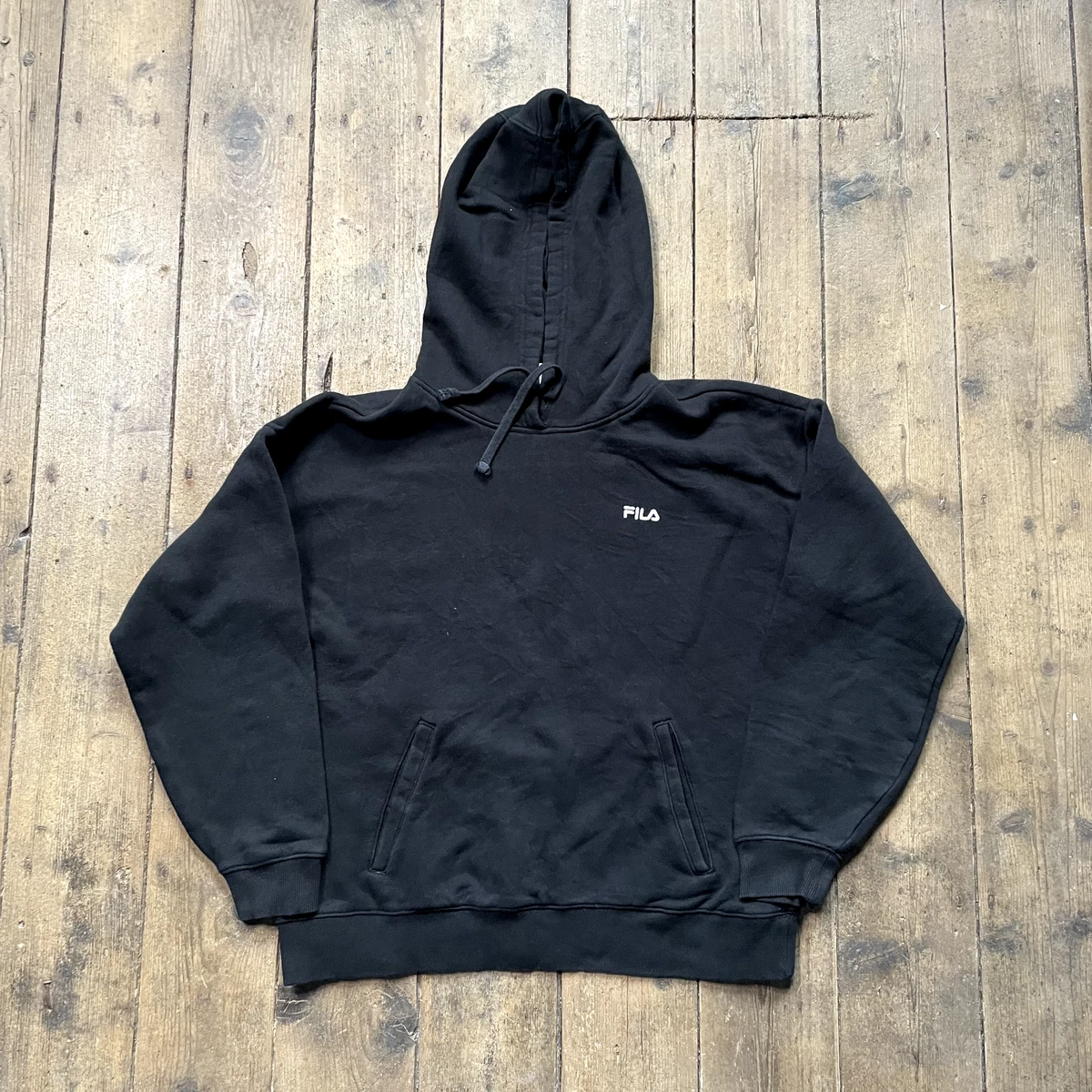Fila Hoodie Y2K Pullover Sports Sweatshirt Black Mens XL eBay