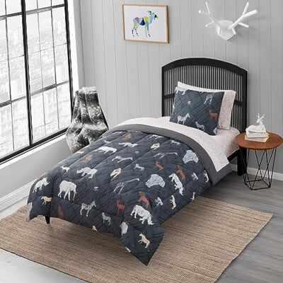 Kids Bedding Set Bed in a Bag for Boys and Girls Toddlers Printed