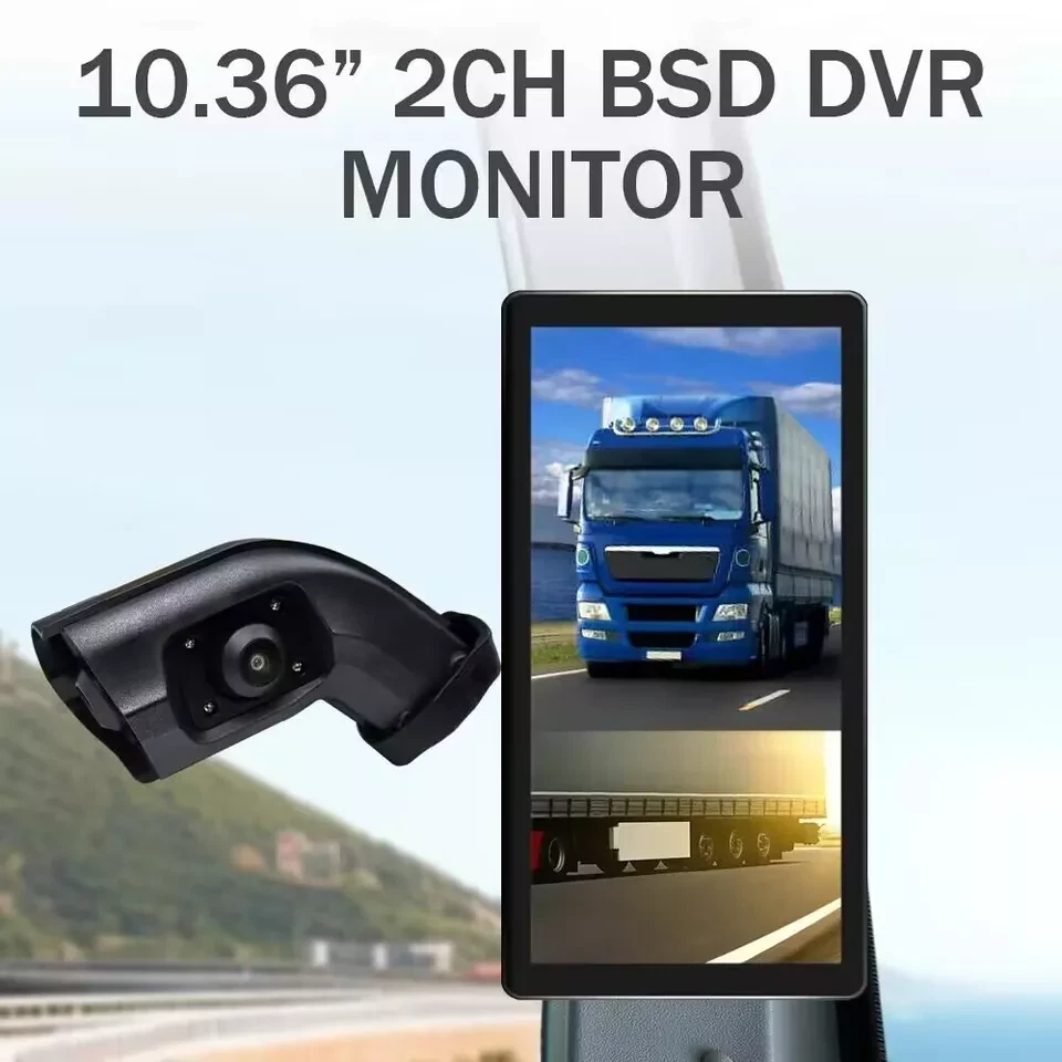 10.36" AHD BSD Car Side View 4K Touch Screen DVR Mirror Monitor For Truck Van RV - Image 2 of 4