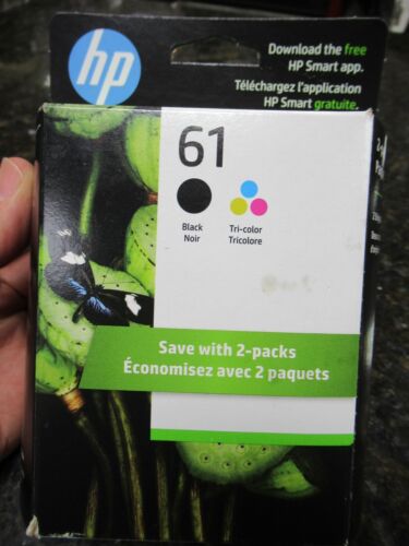 BRAND NEW!! HP 61 + 61 (CR259FN) Black/Tri-Color Original Ink Cartridge - 2 Pack