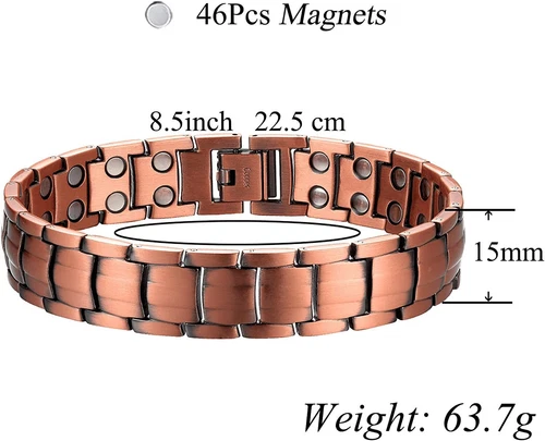 Herren Armband Magnetfeldtherapie Arthritis Schmerzlinderung reines massives Kupfer Armreif - Bild 8 von 14