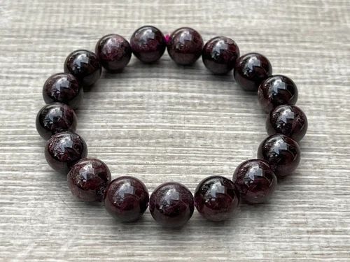 Natürliches Granat Kristall Perlen Armband 12 mm, echtes Granat Edelstein Armband - Bild 1 von 9