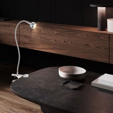 Tischlampe Klemmleuchte Wohnzimmerlampe Flexo Spot verstellbar chrom LED H 48 cm