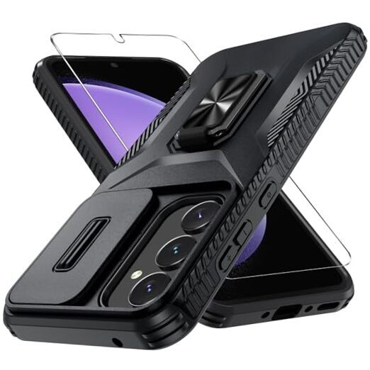 for Samsung Case with Tempered Glass Screen Protector and Galaxy A35 5G A-Black