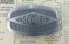 Vtg Hiniker Snow Plows Belt Buckle - Hit Line Made In Usa
