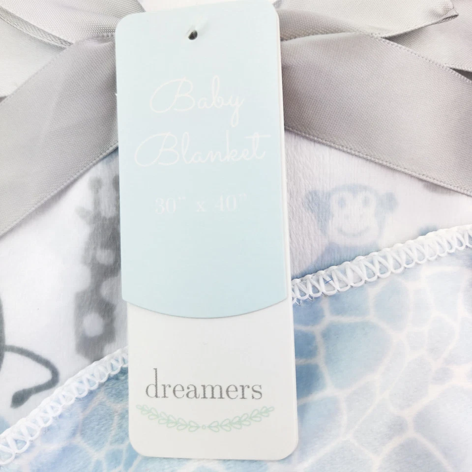 Dreamers Jungle Baby Manta Azul Gris León Hipopótamo Jirafa Manta de Seguridad Lovey Foto 2 de 4