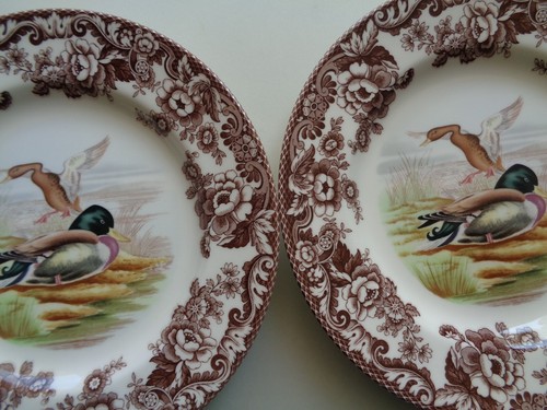 SET of 6 Spode Woodland Dinner Plates Duck Mallard Thanksgiving Fall 10.5" NEW - Picture 8 of 22